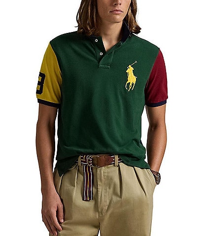 Polo Ralph Lauren Classic Fit Big Pony Color Block Mesh Short Sleeve Polo Shirt