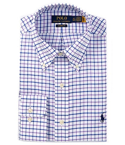 Polo Ralph Lauren Classic Fit Button Down Collar Plaid Oxford Dress Shirt
