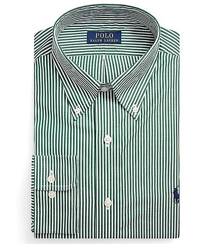 Polo Ralph Lauren Classic Fit Button Down Collar Striped Poplin Dress Shirt