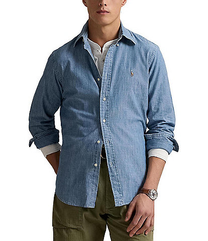 Polo Ralph Lauren Classic-Fit Button-Front Solid Chambray Shirt