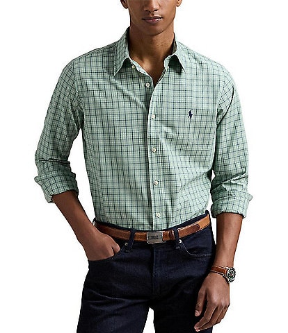 Polo Ralph Lauren Classic Fit Checked Stretch Poplin Long Sleeve Woven Shirt