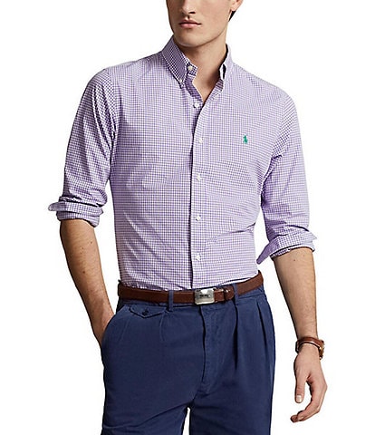 Polo Ralph Lauren Classic Fit Gingham Stretch Poplin Long Sleeve Woven Shirt