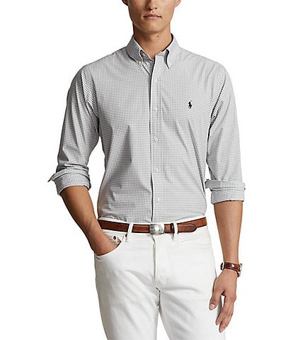 Polo Ralph Lauren Classic Fit Gingham Stretch Poplin Long Sleeve Woven Shirt