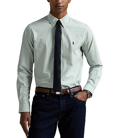 Polo Ralph Lauren Classic Fit Gingham Stretch Poplin Long Sleeve Woven Shirt
