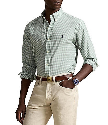 Polo Ralph Lauren Classic Fit Gingham Stretch Poplin Long Sleeve Woven Shirt