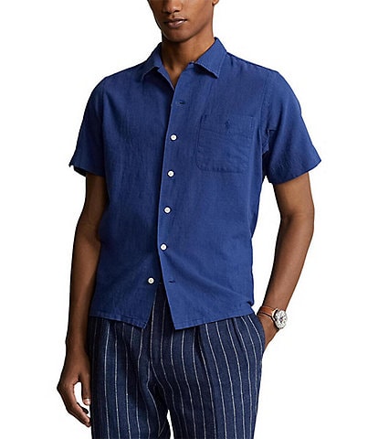 Polo Ralph Lauren Classic Fit Linen Blend Short Sleeve Woven Camp Shirt
