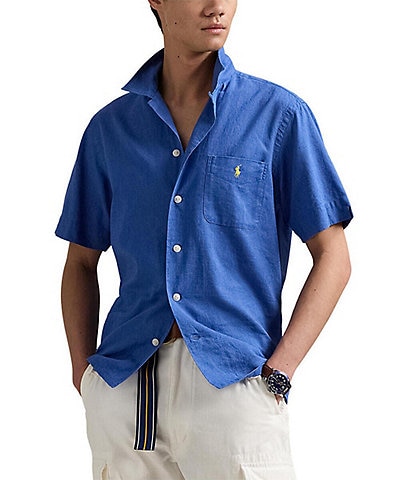 Polo Ralph Lauren Classic Fit Linen-Blend Short Sleeve Woven Camp Shirt