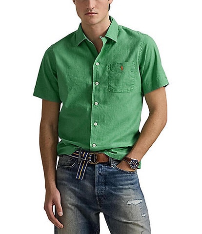 Polo Ralph Lauren Classic Fit Linen-Blend Short Sleeve Woven Camp Shirt