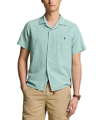 Polo Ralph Lauren Classic Fit Linen Blend Short Sleeve Woven Camp Shirt