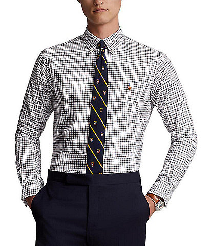 Classic-Fit Mini Check Oxford Long Sleeve Woven Shirt