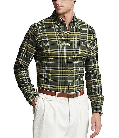 Polo Ralph Lauren Classic-Fit Olive Multi Plaid Oxford Long-Sleeve Woven Shirt