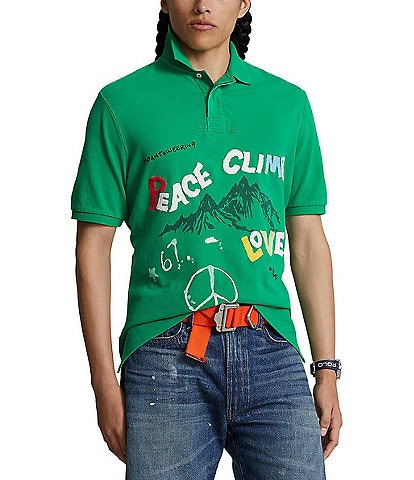 Polo Ralph Lauren Classic Fit Peace Climb Love Graphic Short Sleeve Polo Shirt