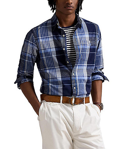 Polo Ralph Lauren Classic Fit Performance Stretch Medium Plaid Madras Long Sleeve Woven Shirt