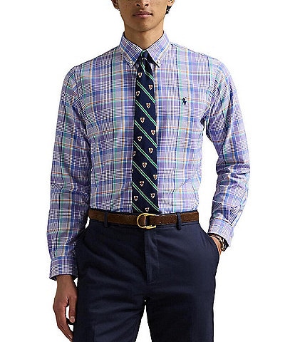 Polo Ralph Lauren Classic Fit Performance Stretch Oxford Medium Plaid Long Sleeve Woven Shirt