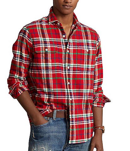Polo Ralph Lauren Classic-Fit Plaid Brushed Flannel Long Sleeve Woven Shirt