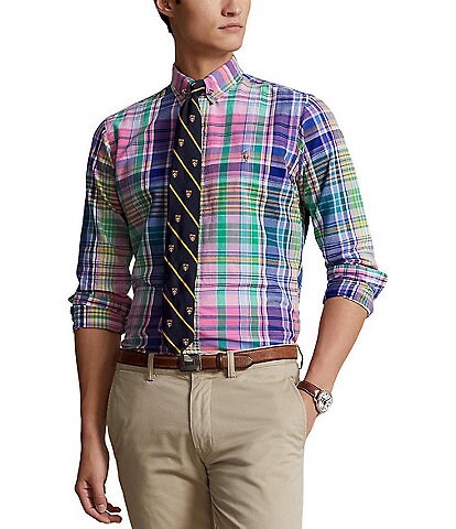 Classic Fit Plaid Oxford Long Sleeve Woven Shirt