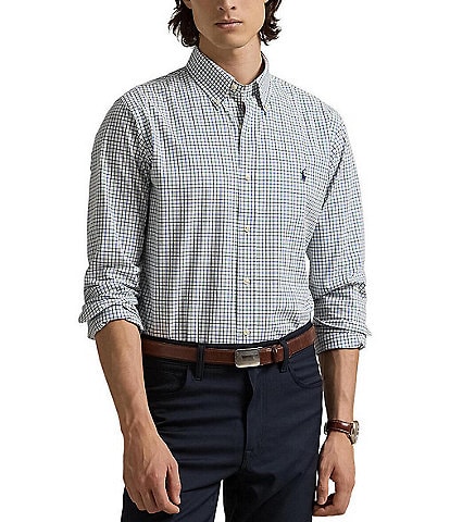 Polo Ralph Lauren Classic Fit Plaid Stretch Poplin Long Sleeve Woven Shirt