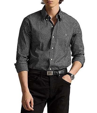 Polo Ralph Lauren Classic-Fit Plaid Twill Mini-Check Long-Sleeve Woven Shirt