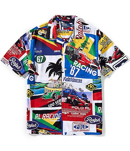 Polo Ralph Lauren Classic Fit Racing Print Short Sleeve Woven Camp Shirt