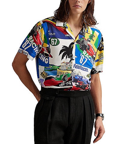 Polo Ralph Lauren Classic Fit Racing Print Short Sleeve Woven Camp Shirt