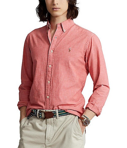 Polo Ralph Lauren Classic Fit Red Chambray Long Sleeve Shirt