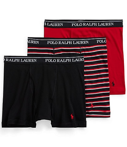 Polo Ralph Lauren Classic Fit Solid And Stripe 6" Inseam Boxer Briefs 3-Pack