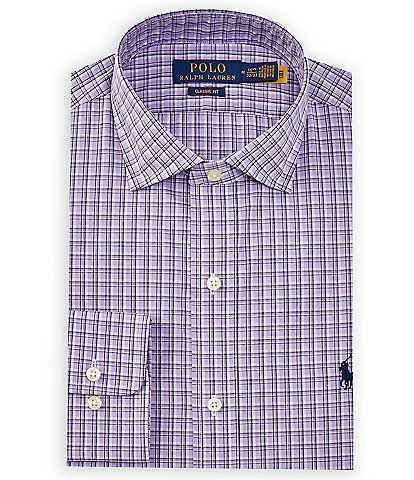 Polo Ralph Lauren Classic Fit Spread Collar Checked Poplin Dress Shirt