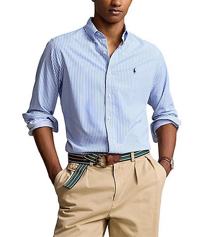 Polo Ralph Lauren Classic Fit Stripe Performance Stretch Twill Long Sleeve Woven Shirt