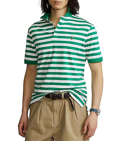 Classic-Fit Stripe Soft Cotton Short-Sleeve Polo Shirt