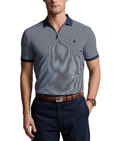 Polo Ralph Lauren Classic Fit Striped Quarter-Zip Stretch Mesh Short Sleeve Polo Shirt