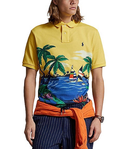 Polo Ralph Lauren Classic Fit Tropical Print Mesh Short Sleeve Polo Shirt