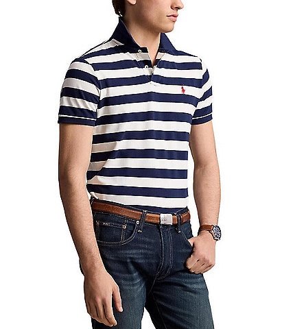Polo Ralph Lauren Classic Fit Wide Striped Mesh Short Sleeve Polo Shirt