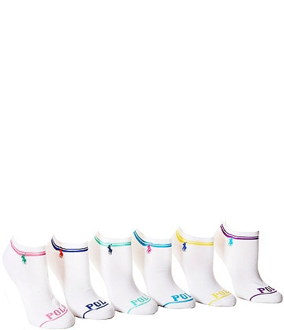 Polo Ralph Lauren Color Pop Logo Ankle Socks, 6 Pack