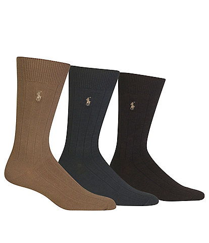 Polo Ralph Lauren Combed Assorted Color Cotton Dress Socks 3-Pack