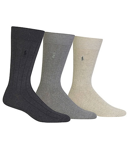 Polo Ralph Lauren Combed Assorted Color Cotton Dress Socks 3-Pack