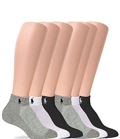 Polo Ralph Lauren Women's Cushioned Mesh-Top Quarter Socks, 3 Pack