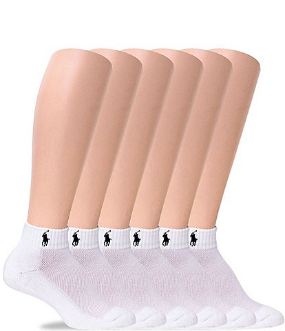 Polo Ralph Lauren Women's Cushion Sole Mesh Top Sport Quarter Socks, 6 Pack
