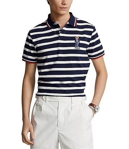 Custom Slim Fit Polo Bear Mesh Short Sleeve Polo Shirt