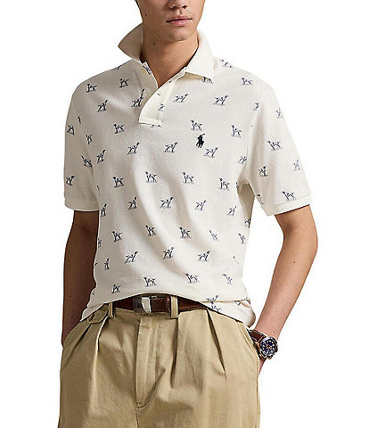 Polo Ralph Lauren Dog Print Mesh Short Sleeve Polo Shirt