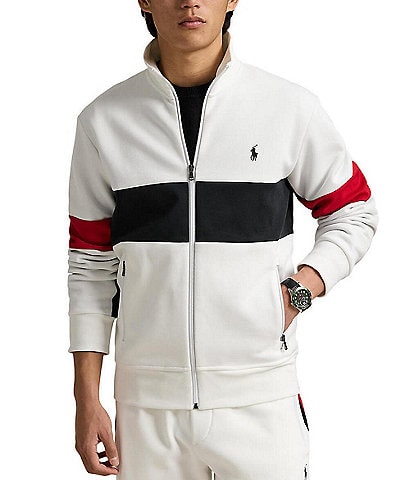 Polo Ralph Lauren Striped Double-Knit Racing Track Jacket