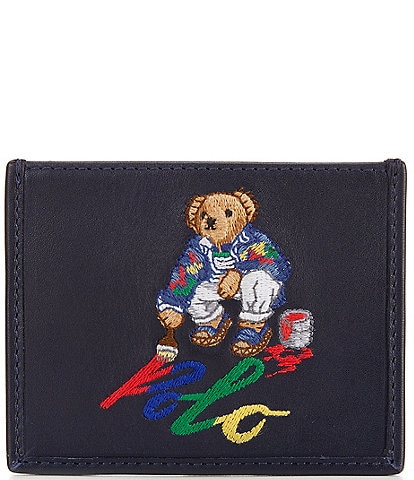 Polo Ralph Lauren Embroidered Polo Bear Painter Leather Card Case