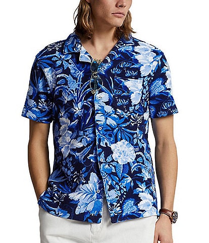 Polo Ralph Lauren Floral Terry Short Sleeve Woven Camp Shirt