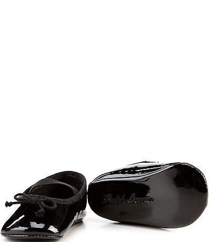 Polo Ralph Lauren Girls' Allie Patent Bow Ballet Crib Shoes (Infant)