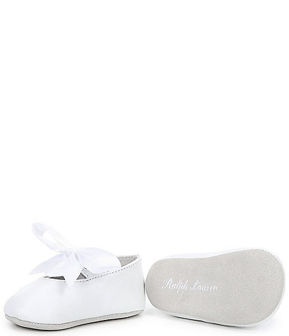 Polo Ralph Lauren Girls' Briley Leather Bow Detail Crib Shoes (Infant)