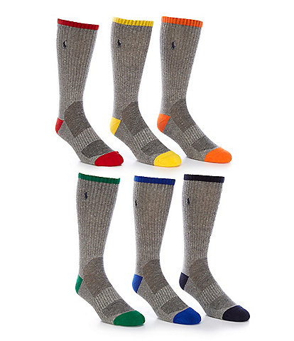Grey Twist Crew Socks 6-Packs