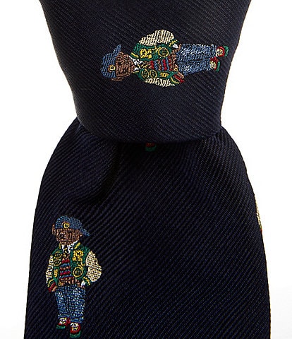 Polo Ralph Lauren Heritage Icons Bear 3.5" Silk Repp Tie