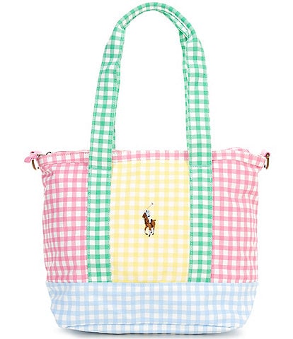 Polo Ralph Lauren Kids Gingham Printed Canvas Tote Bag
