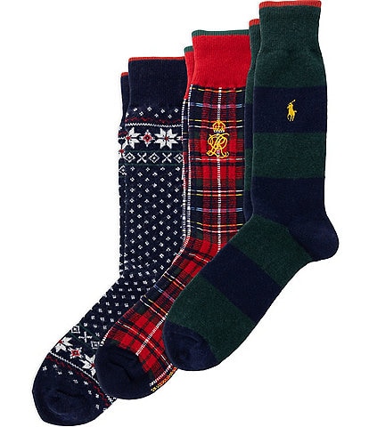 Polo Ralph Lauren Lamb Wool Novelty Socks 3-Pack Gift Box