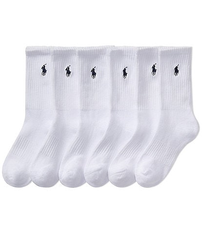 Polo Ralph Lauren Little Boys 2-4T Performance Solid Cushioned Crew Socks 6-Pack