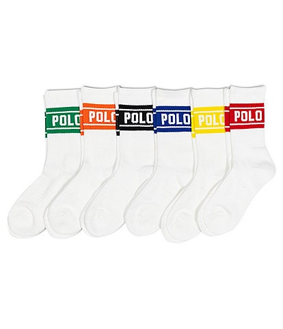 Polo Ralph Lauren Little Boys 2T-11 Polo Stripe Crew 6-Pack Socks